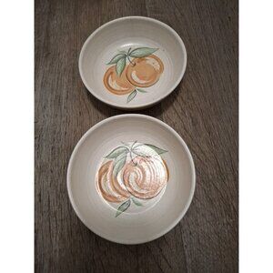 Franciscan Peach Fruit Dessert Bowls Set Of 2 Handcrafted Stoneware Earthy Tones